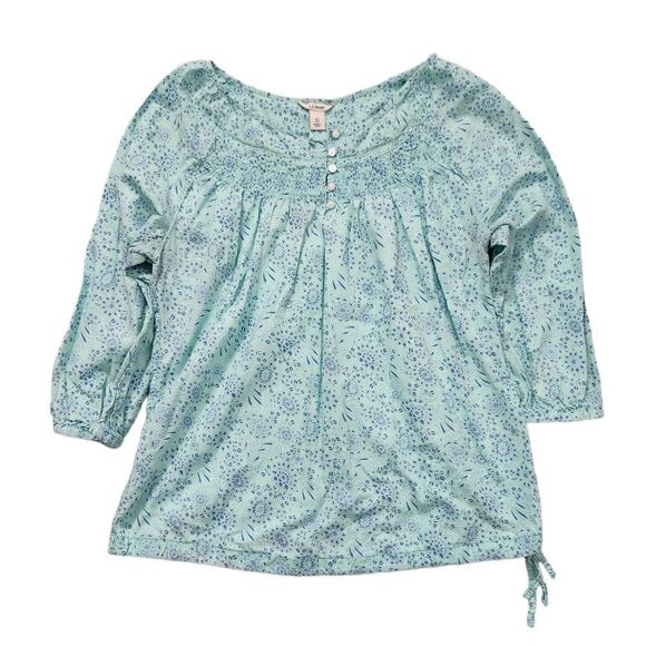 L.l.Bean Floral Smocked Peasant Top - Picture 1 of 7